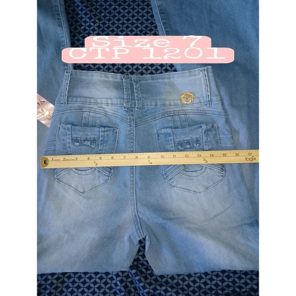 Size 7 Women Flared Jeans Push Up, Stretch, Regular Size, Levanta Cola CTP 1201 - Picture 2 of 8